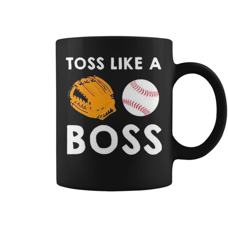 Softball Toss Like A Boss Sports Pitcher Team Ball Glove Cool Coffee Mug