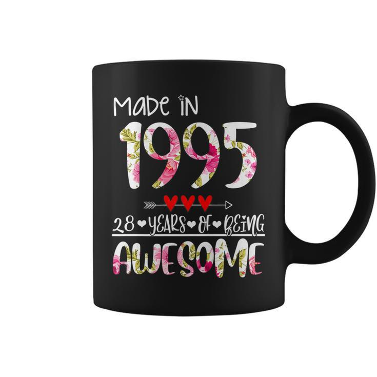 28Th Birthday Gifts For Women Floral Made In 1995 Birthday Coffee Mug