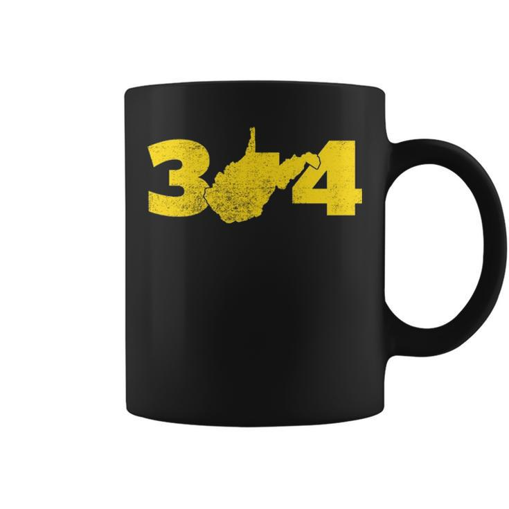 304 West Virginia Area Code Fan And Local Distressed Look Coffee Mug