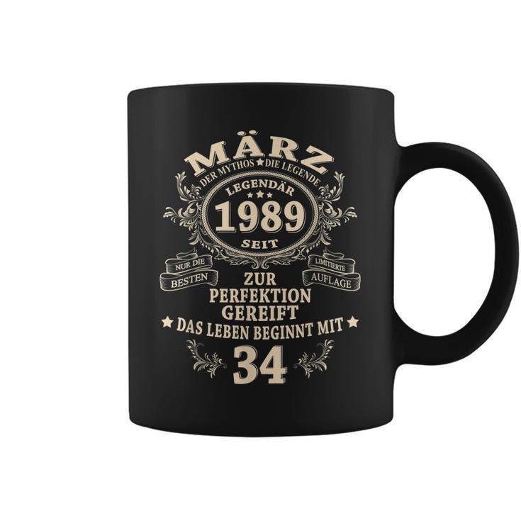 34 Geburtstag Geschenk Mann Mythos Legende März 1989 Tassen