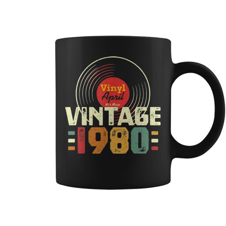 41Th Birthday Gift Vintage 1980 April 41 Years Vinyl Record Coffee Mug