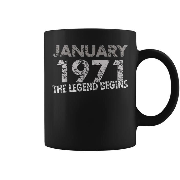 49Th Birthday Gift January 1971 The Legend Begins Coffee Mug