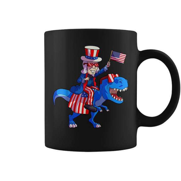 4Th Of July  Kids Boys Uncle Sam Dinosaur T Rex Coffee Mug