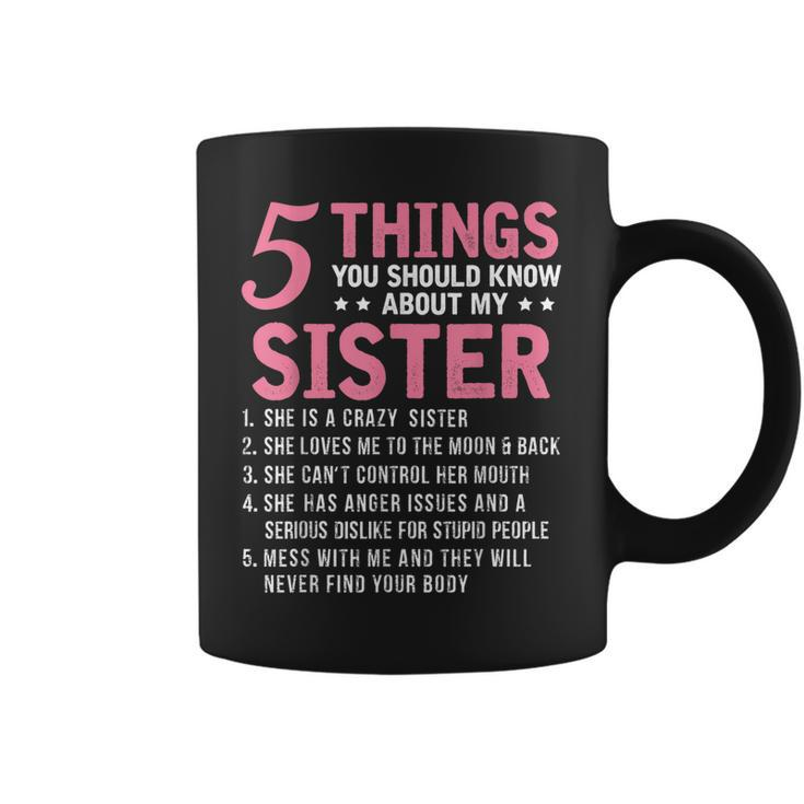 5 Things You Should Know About My Sister Funny Brother  Coffee Mug