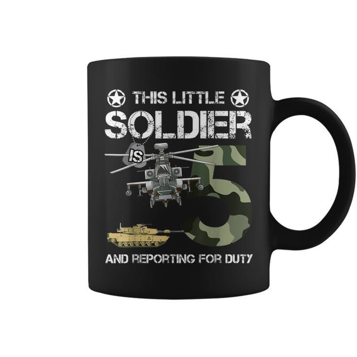 5 Year Old Soldier Camo Army Birthday Themed Military Family  Coffee Mug