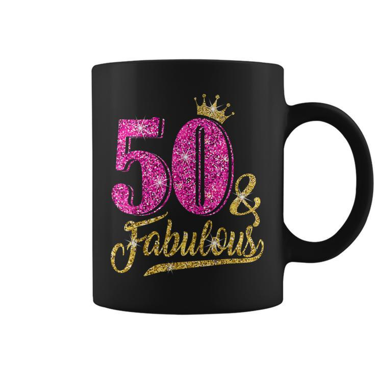 50 Years Old Gift 50 & Fabulous 50Th Birthday Pink Crown Coffee Mug