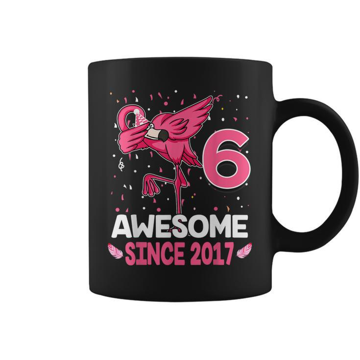 6 Years Old Awesome Since 2017 Dab Flamingo 6Th Birthday Coffee Mug
