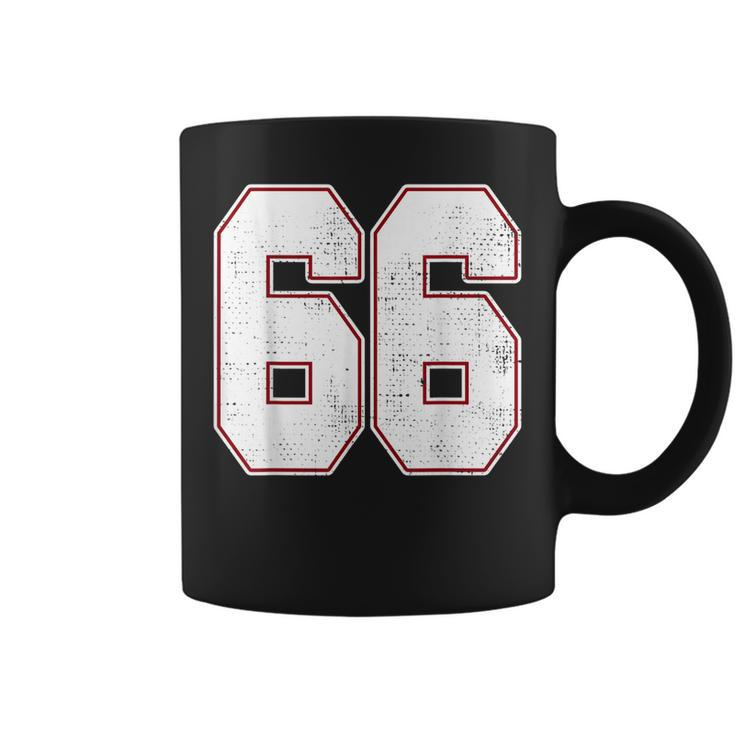 66 Outline Number 66 Fan Varsity Sports Team Blue Jersey  Coffee Mug