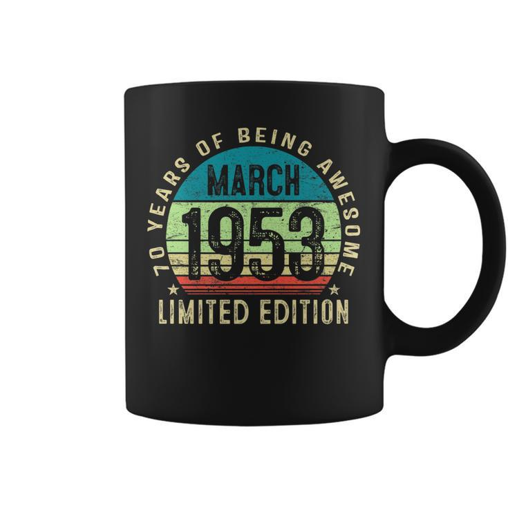 70 Year Old Men Women Vintage March 1953 70Th Birthday Gift   Coffee Mug