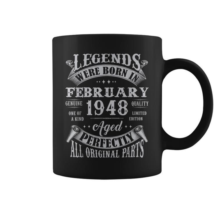 75 Years Old Gifts Legends Born In February 1948 75Th Bday  V2 Coffee Mug