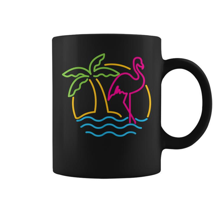 80S Vintage Miami Retro Neon Pink Flamingo  Coffee Mug