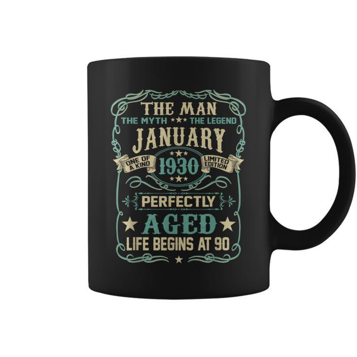 90Th Birthday Gifts The Man Myth Legend Born In January 1930 Coffee Mug