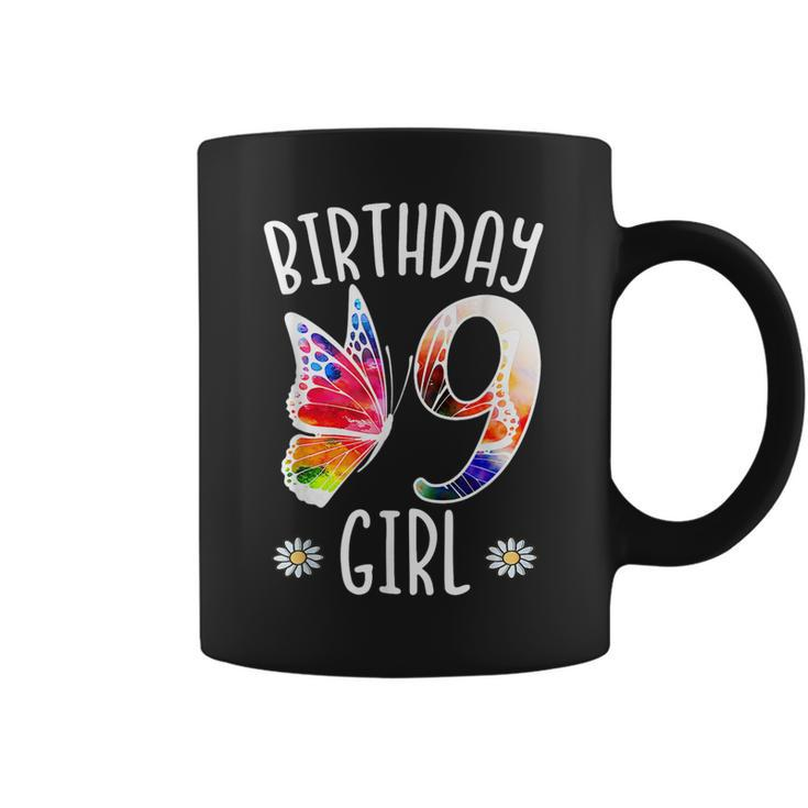 9Th Birthday Girl Butterflies 9 Years Old Girls Butterfly  Coffee Mug