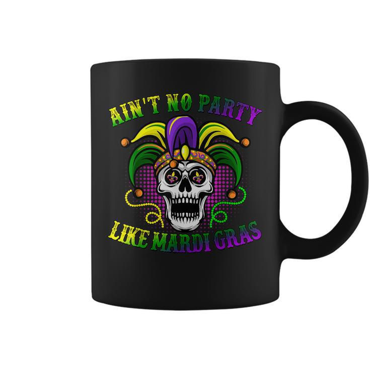 Aint No Party Like Mardi Gras Skeleton Skull New Orleans  Coffee Mug - Thegiftio