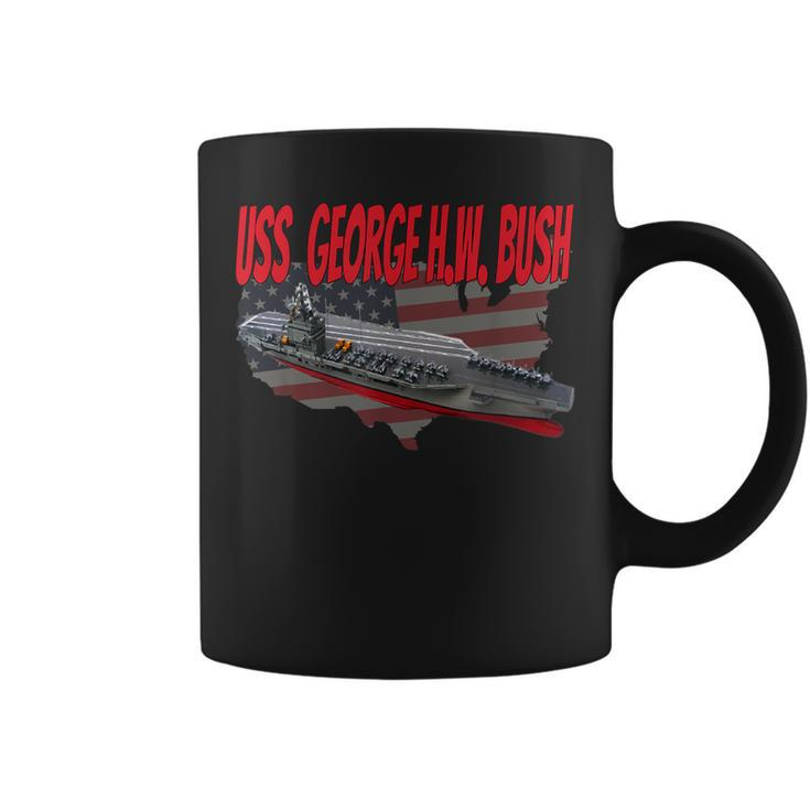 Aircraft Carrier Uss George HW Bush Cvn-77 Grandpa Dad Son  Coffee Mug