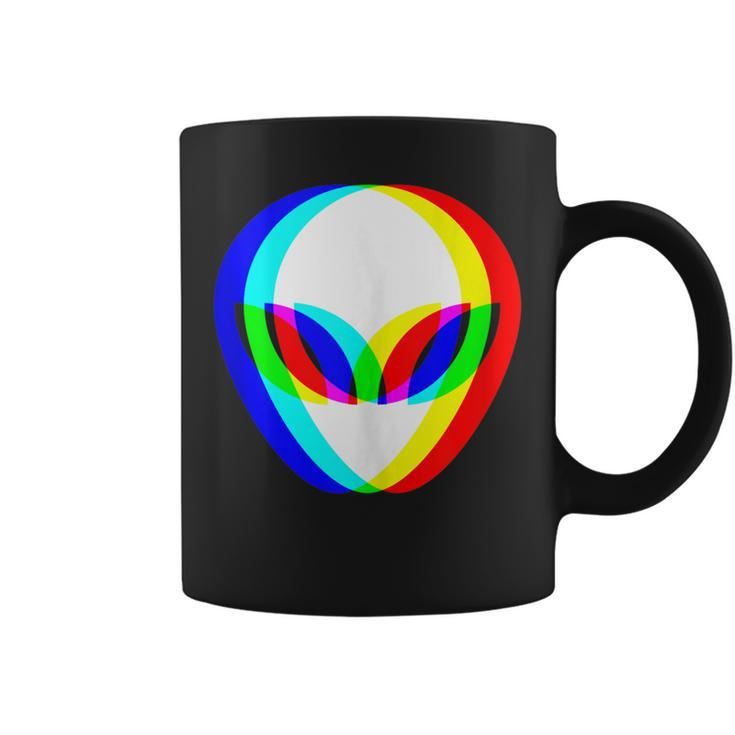 Alien Head Trippy Vaporwave Techno Rave Edm Music Festival  Coffee Mug
