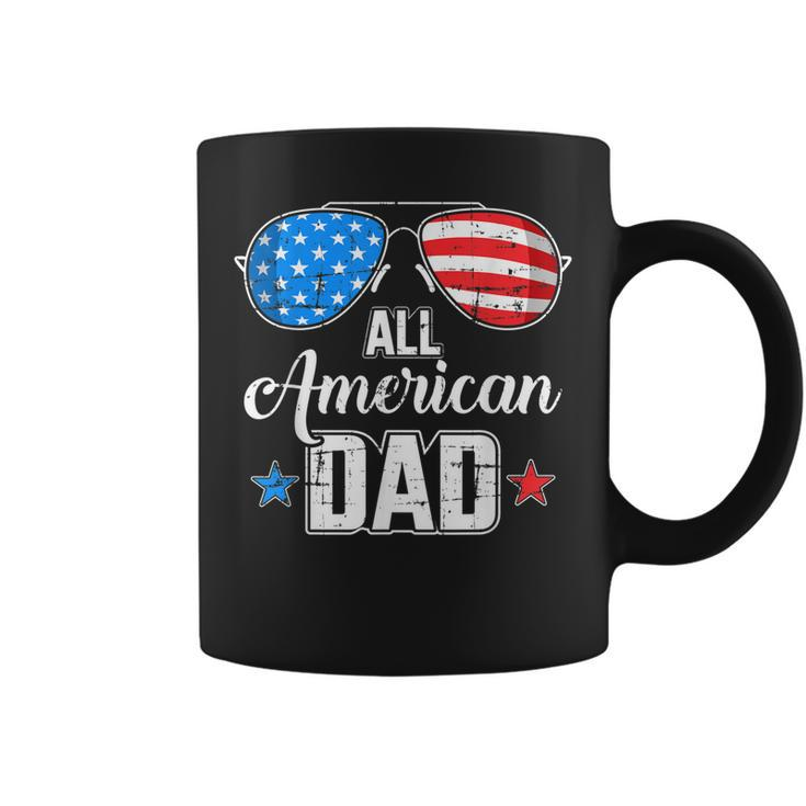 All American Dad Us Flag Sunglasses For Matching 4Th Of July Gift For Mens Coffee Mug