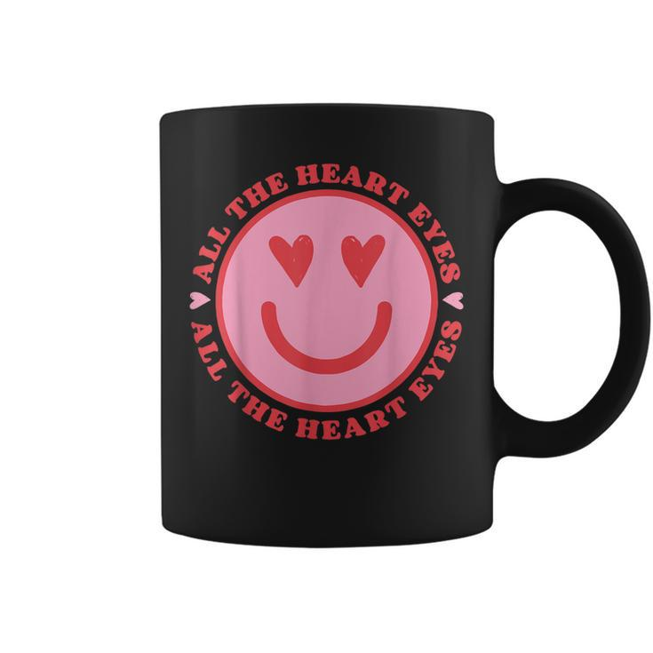 All The Heart Eyes Retro Valentines Day Heart Groovy Smiling  Coffee Mug