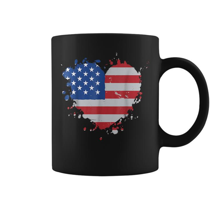 America Love Flag Usa Heart 4Th Of July American Proud Girl Coffee Mug