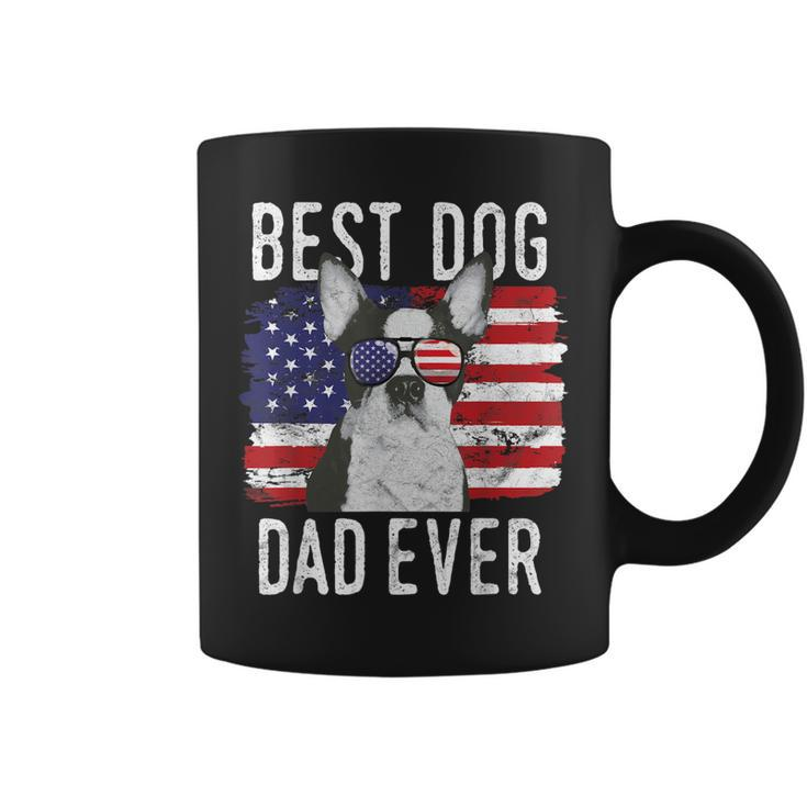 American Flag Best Dog Dad Ever Boston Terrier Usa Gift For Mens Coffee Mug