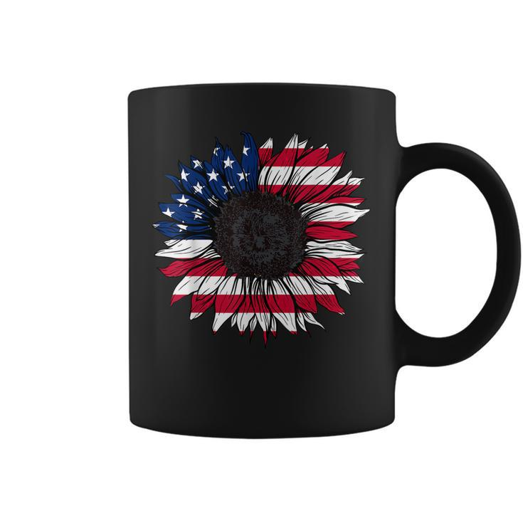 American Flag Sunflower 4Th Of July Independence Usa Day  Coffee Mug