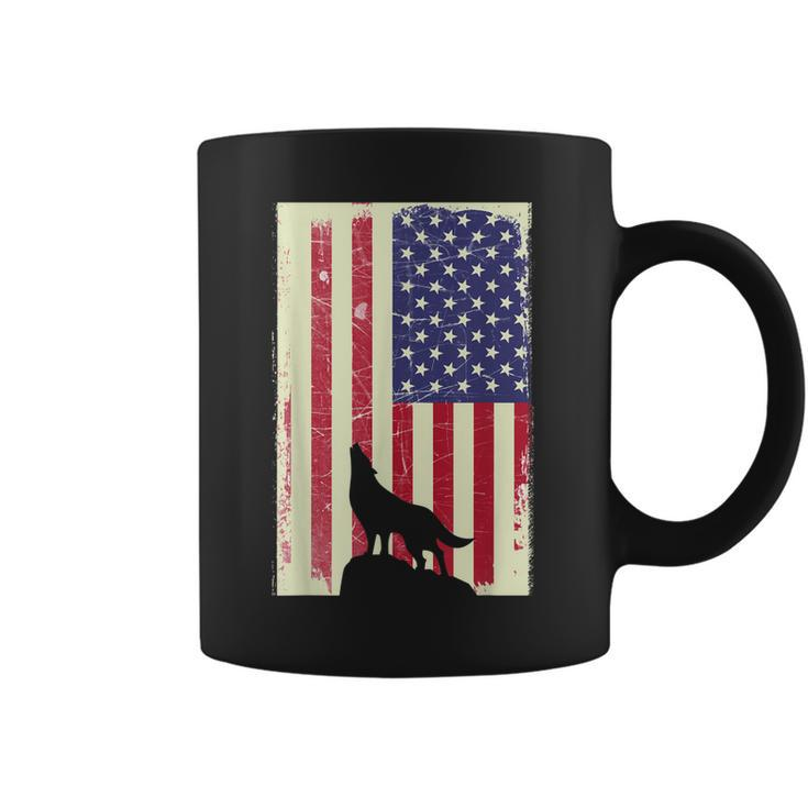American Wolf Hunter Patriotic  For Dad Fathers Day Gift For Mens Coffee Mug