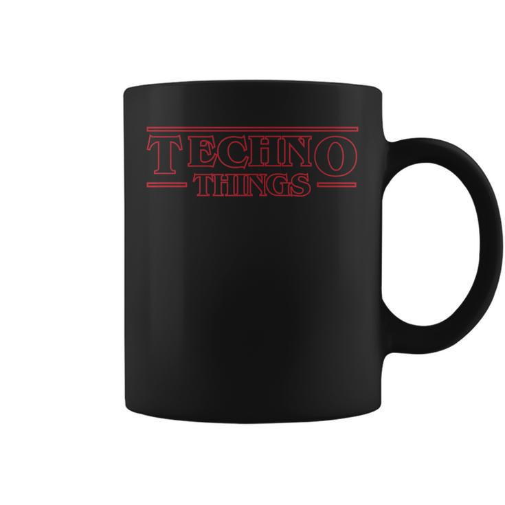 Anti Social Techno Club Techno Things Outlined Red  Coffee Mug