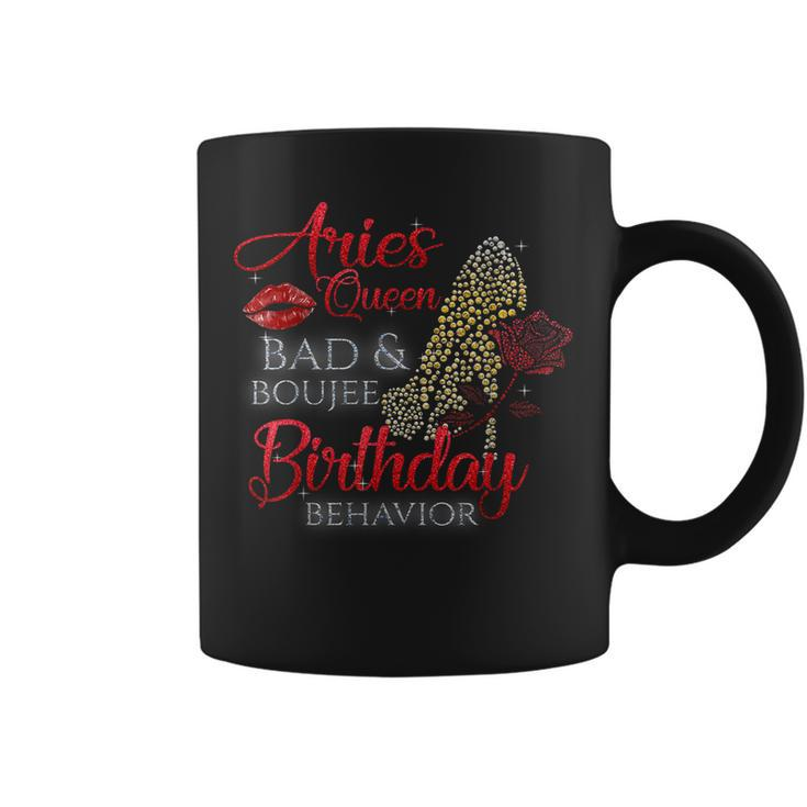 Aries Queen Bad & Boujee Birthday Behavior High Heel Tshirt Coffee Mug