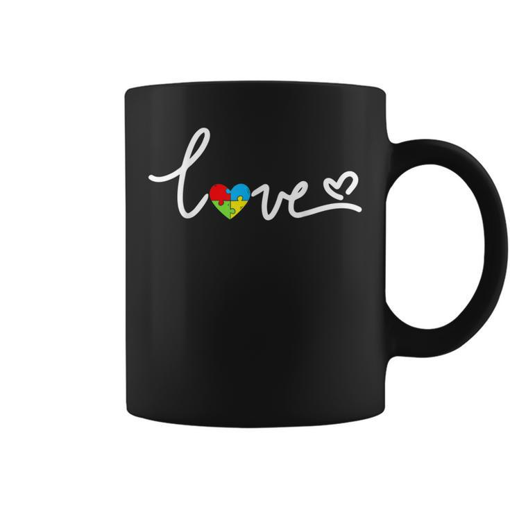 Autism Awareness Day Love Puzzle Pieces Heart  Coffee Mug