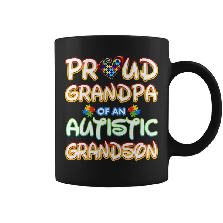 Autism Awareness Family Proud Grandpa Of Autistic Grandson Coffee Mug