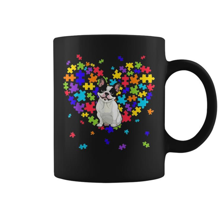 Autism Awareness French Bulldog Cute Heart Dog Dad Mom Gift Coffee Mug
