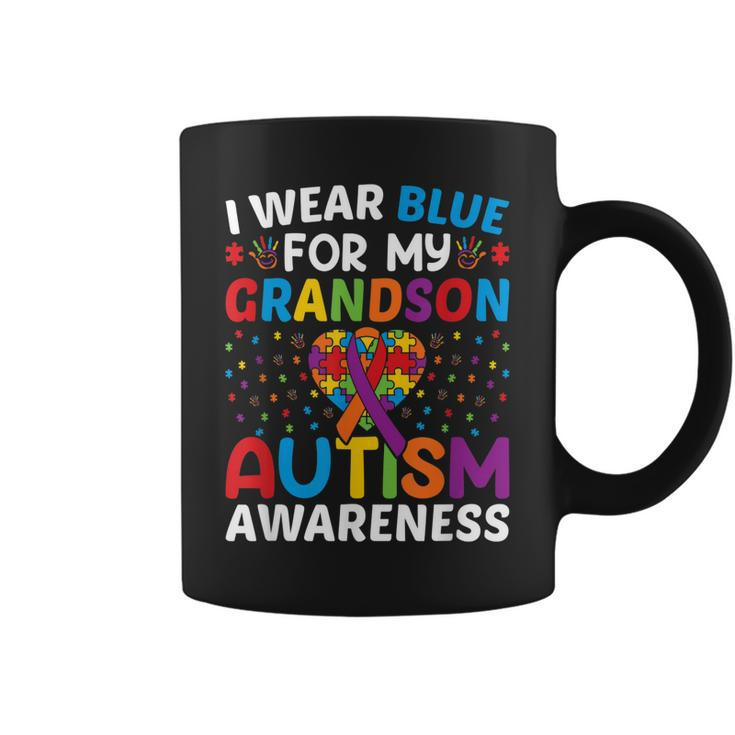 Autism Awareness Grandma Grandpa I Wear Blue For My Grandson Coffee Mug