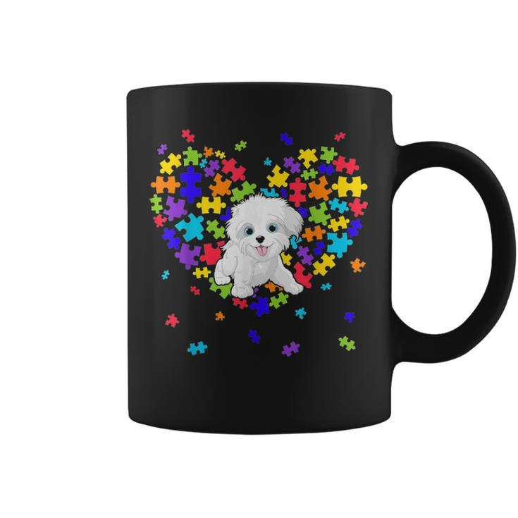 Autism Awareness Maltese Cute Heart Dog Dad Mom Gift Coffee Mug