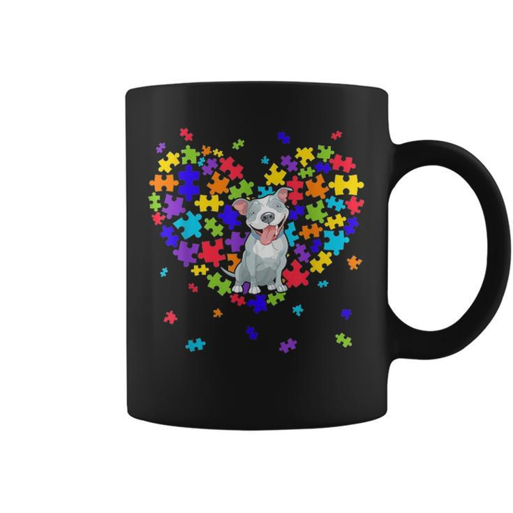 Autism Awareness Pitbull Cute Heart Dog Dad Mom Gift Coffee Mug