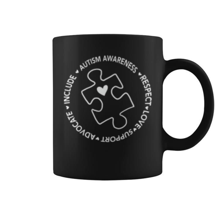 Autism Awareness Puzzle Piece Love Adapt Support Respect   Coffee Mug