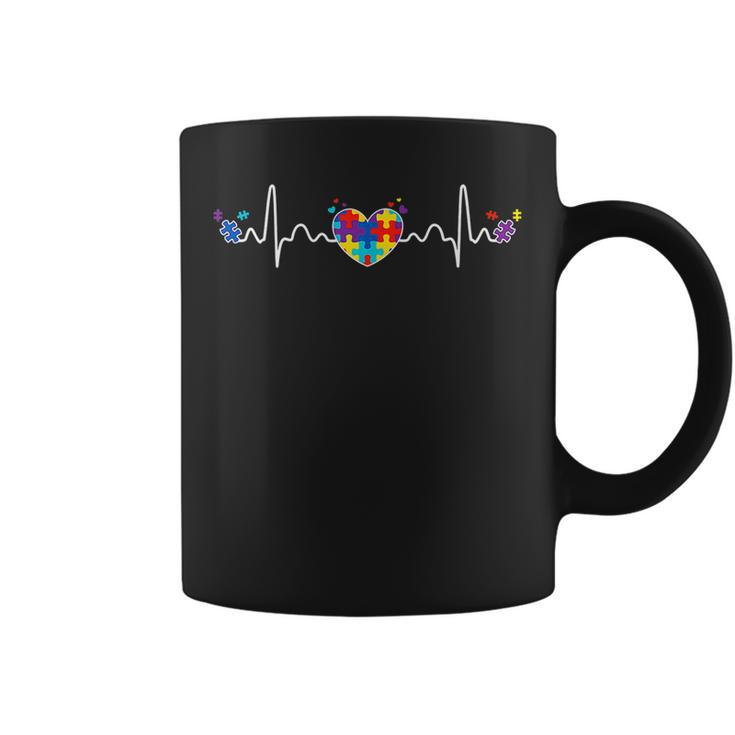 Autism Heartbeat Autistic Awareness Fighter Special Needs  Coffee Mug