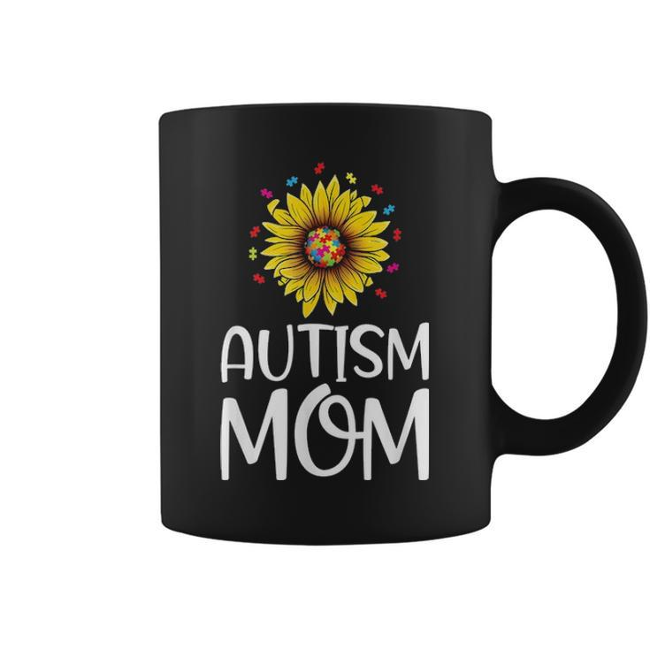 Autism Mom Gift Puzzle Piece Sunflower Autism Awareness Coffee Mug