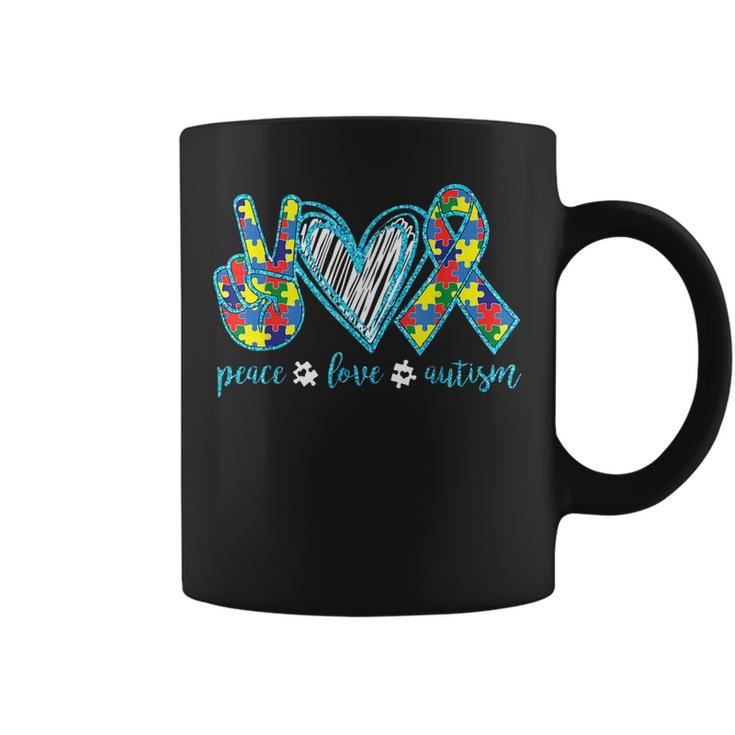Autism Puzzle Piece Peace Love Autism Awareness  Coffee Mug