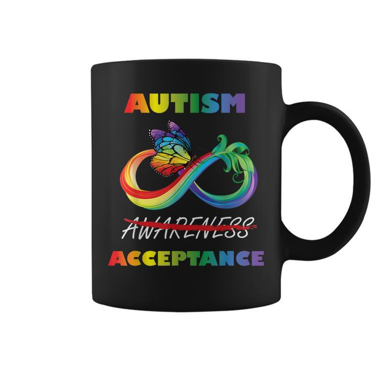 Autism - Red Instead Infinity - Acceptance Butterfly  Coffee Mug
