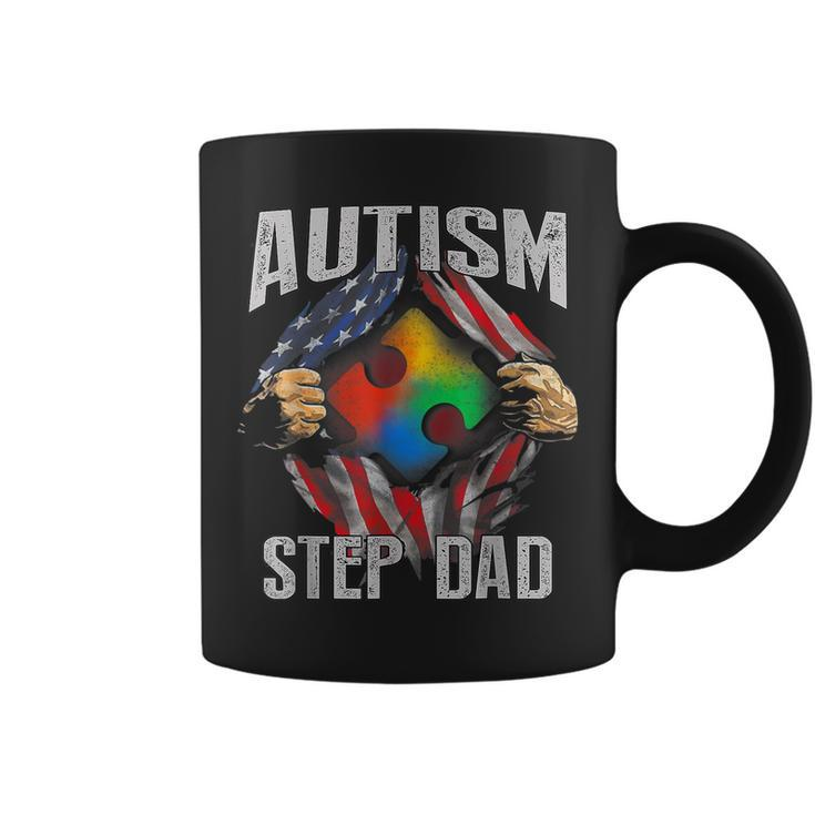 Autism Step Dad American Flag Autism Awareness Coffee Mug