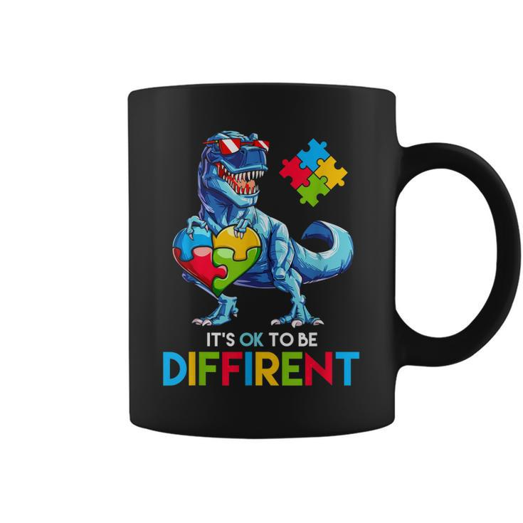 Autism Trex Dino Dinosaur Dinosaurus Its Ok To Be Different  Coffee Mug