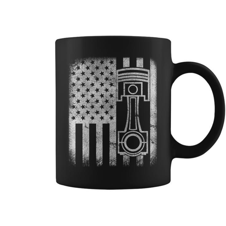 Auto Automotive Mechanic Engine Piston Patriotic Flag Coffee Mug