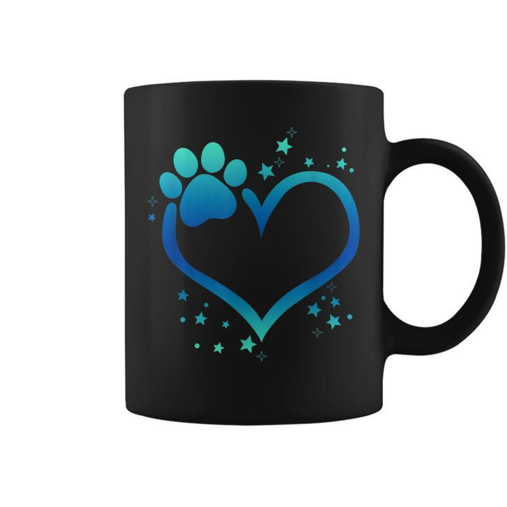 Awesome Blue Paw Print Heart  Dog Cat Animal Lovers  Coffee Mug