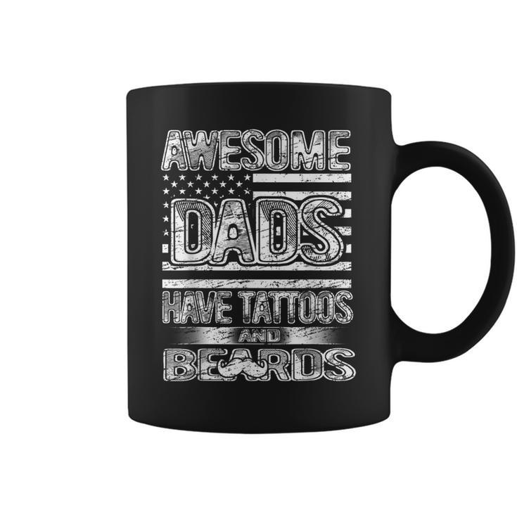 Awesome Dads Have Tattoos And Beards Fathers Day Vintage  Coffee Mug