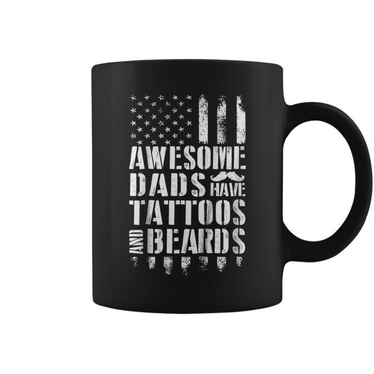 Awesome Dads Have Tattoos And Beards Tshirt Fathers Day Gift Coffee Mug
