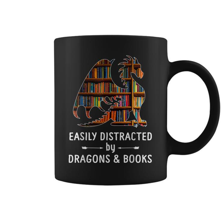 Awesome Dragons  Easily Distracted By Dragons And Books  Coffee Mug