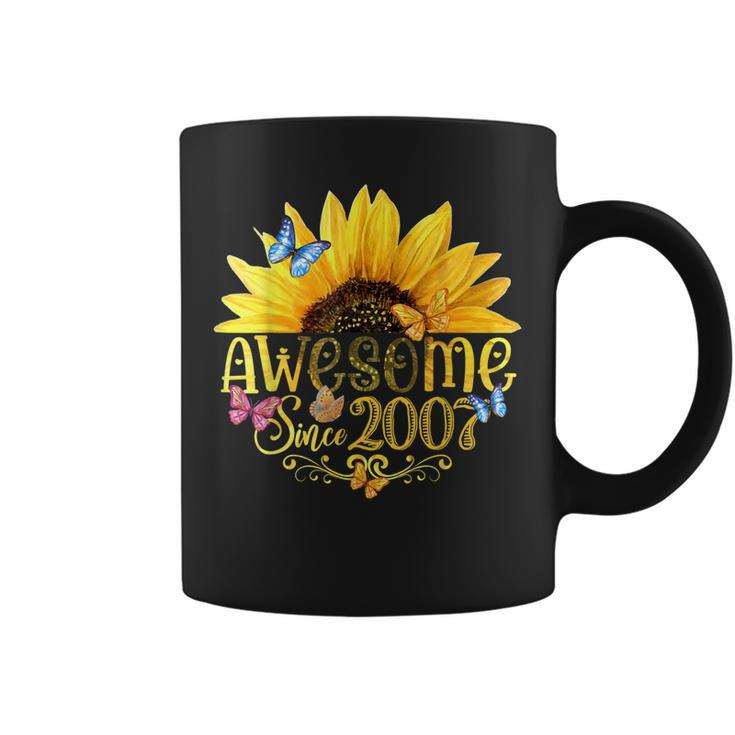 Awesome Since 2007 Sunflower 16Th Birthday Vintage 2007  Coffee Mug