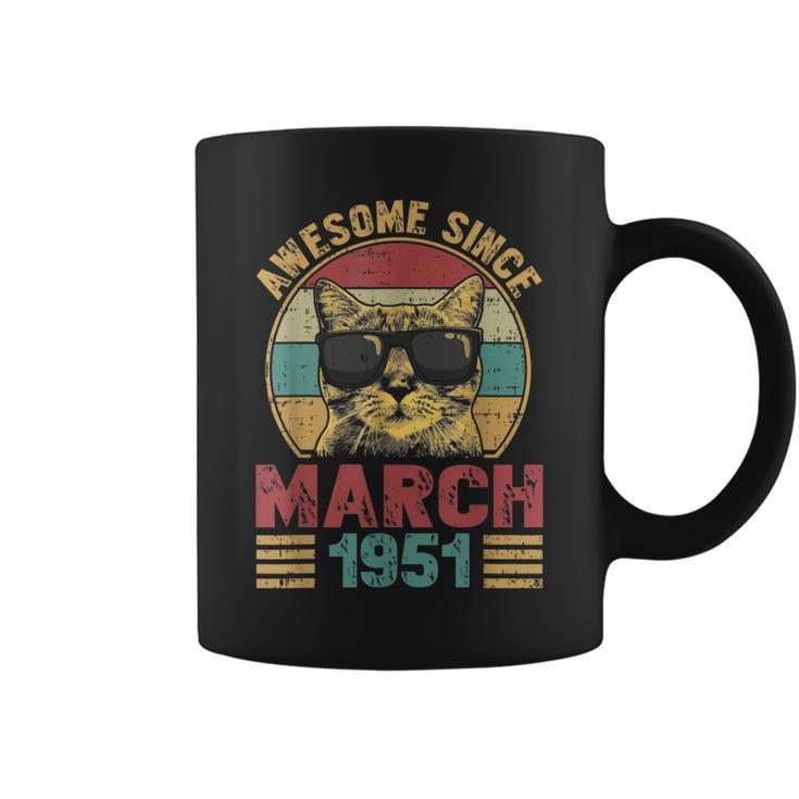 Awesome Since March 1951 72 Years Old Gifts Cat Lovers  Coffee Mug