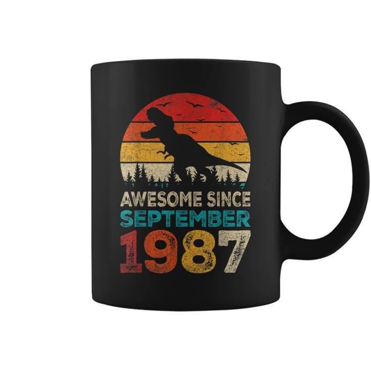 Awesome Since September 1987 35Th Birthday Boy Dinosaur Coffee Mug