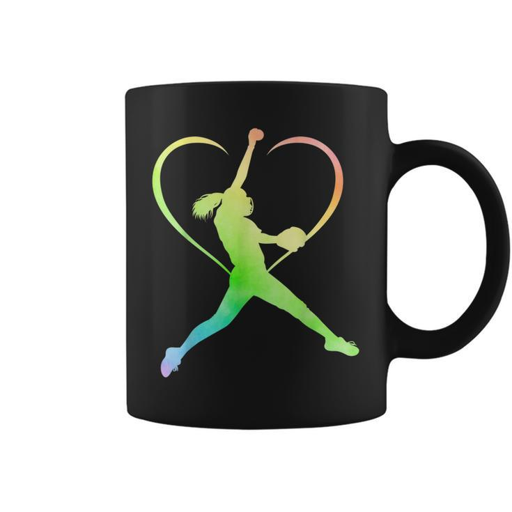 Awesome Softball  Funny Softball Rainbow Gifts Girls  Coffee Mug